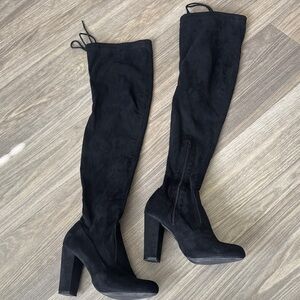 Lulus Elegant Black Over-the-Knee Boots